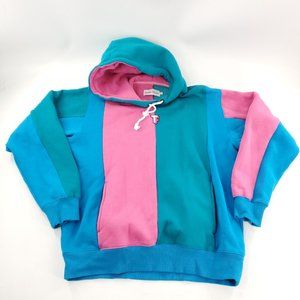 Teddy Fresh Color Block‎ Hooded Sweater Mens Large Vintage